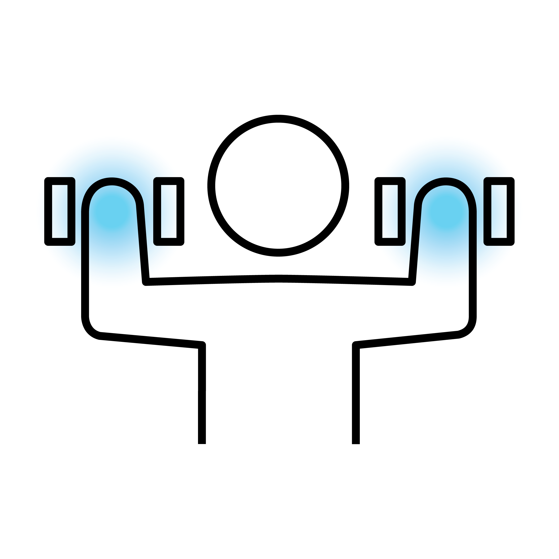 Stilisiertes Icon eines Menschen, der mit Hanteln Gewichtheben betreibt.